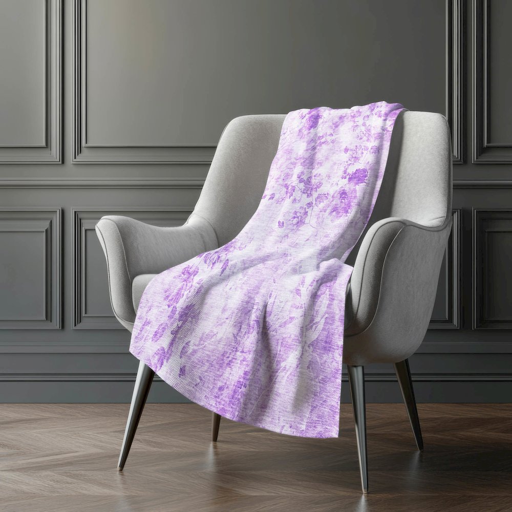 Premium Machine Washable ASB724 Lavender 50" x 70" Sherpa Throw Blanket. Picture 5
