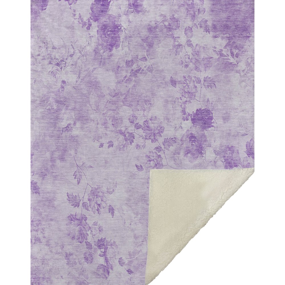 Premium Machine Washable ASB724 Lavender 50" x 70" Sherpa Throw Blanket. Picture 1