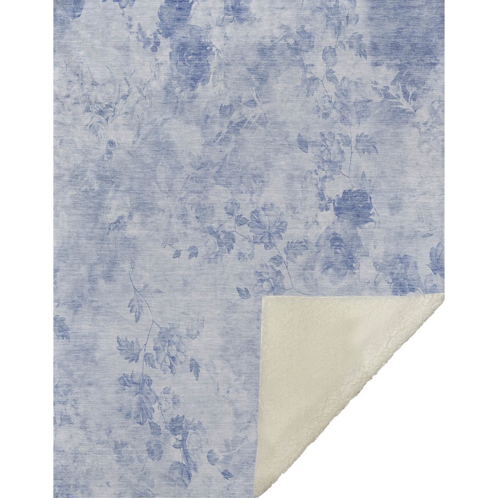 Premium Machine Washable ASB724 Sky 50" x 70" Sherpa Throw Blanket. Picture 1