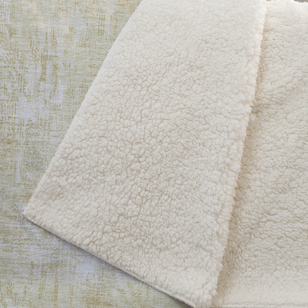 Premium Machine Washable ASB725 Beige 50" x 70" Sherpa Throw Blanket. Picture 2
