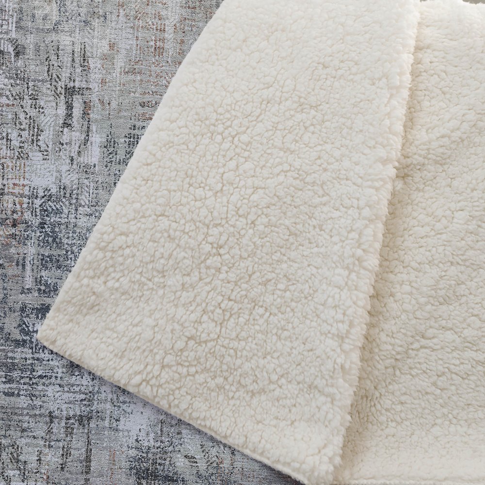 Premium Machine Washable ASB725 Taupe 50" x 70" Sherpa Throw Blanket. Picture 2