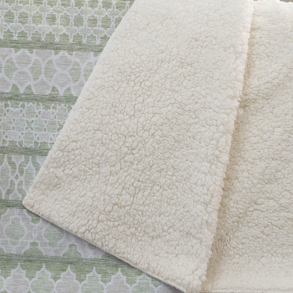 Premium Machine Washable ASB726 Aloe 50" x 70" Sherpa Throw Blanket. Picture 2