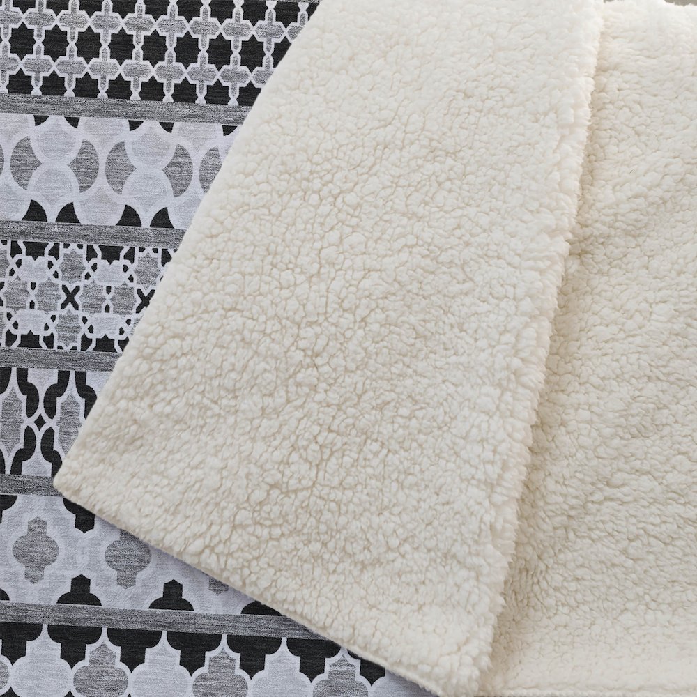 Premium Machine Washable ASB726 Black 50" x 70" Sherpa Throw Blanket. Picture 2