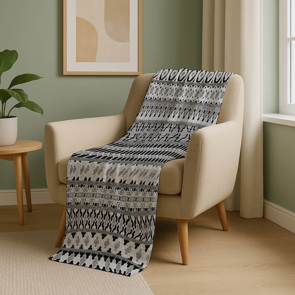 Premium Machine Washable ASB726 Black 50" x 70" Sherpa Throw Blanket. Picture 5