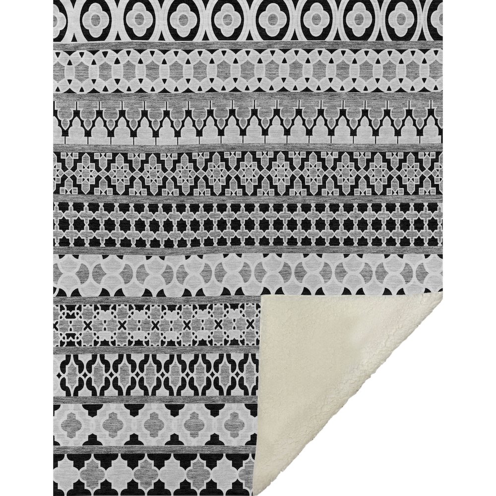 Premium Machine Washable ASB726 Black 50" x 70" Sherpa Throw Blanket. Picture 1