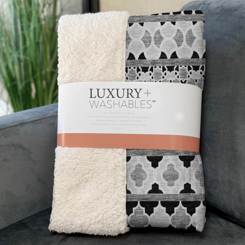 Premium Machine Washable ASB726 Black 50" x 70" Sherpa Throw Blanket. Picture 3