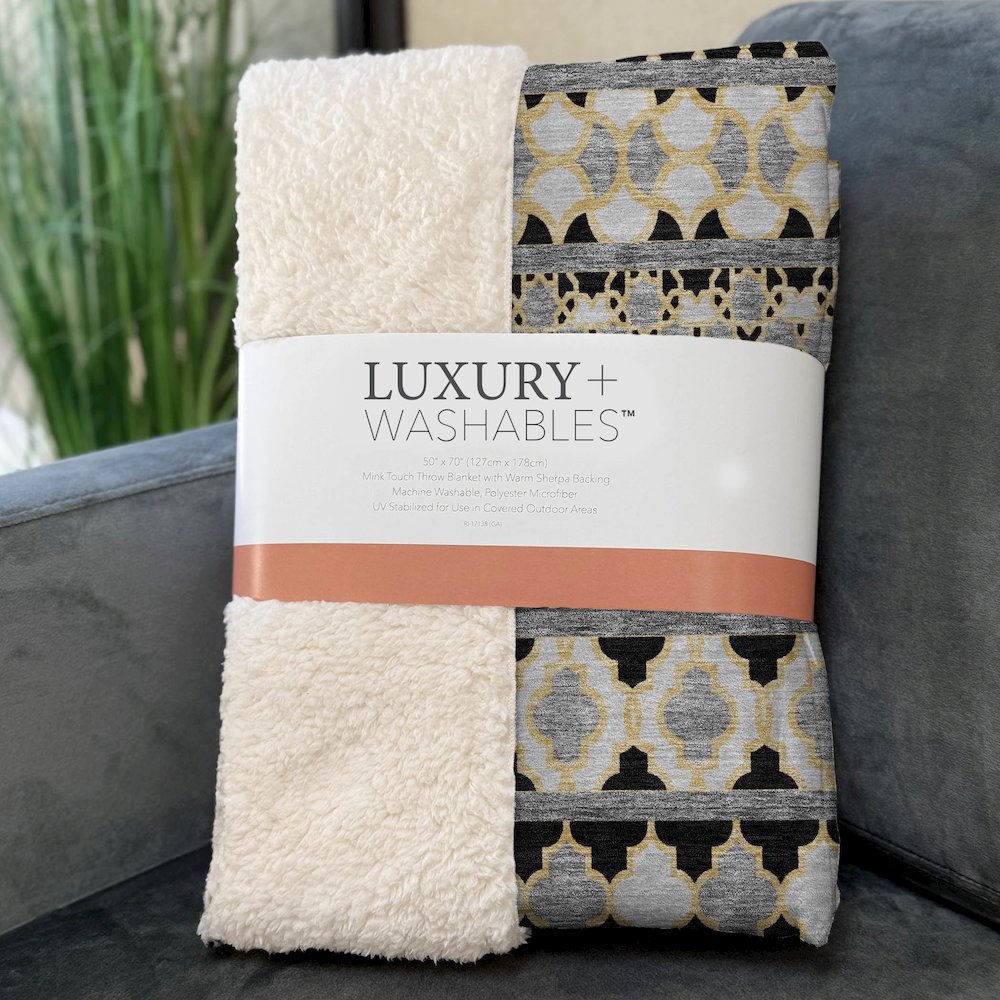 Premium Machine Washable ASB726 Charcoal 50" x 70" Sherpa Throw Blanket. Picture 3