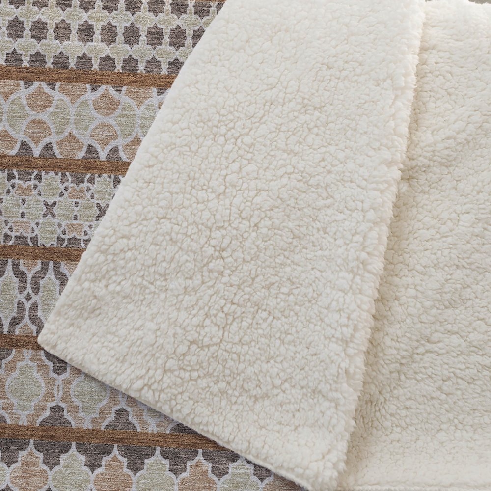 Premium Machine Washable ASB726 Chocolate 50" x 70" Sherpa Throw Blanket. Picture 2
