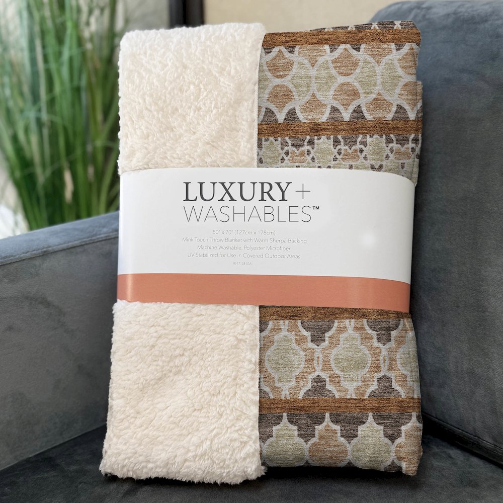 Premium Machine Washable ASB726 Chocolate 50" x 70" Sherpa Throw Blanket. Picture 3
