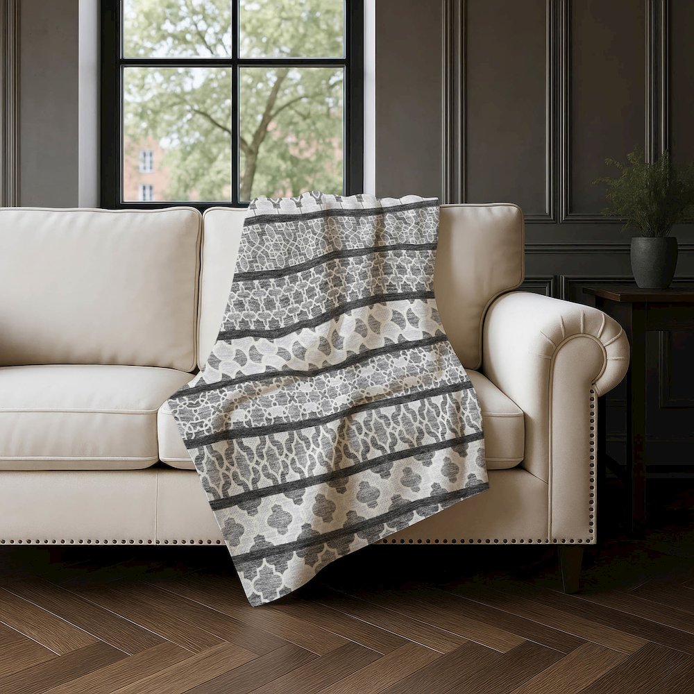 Premium Machine Washable ASB726 Gray 50" x 70" Sherpa Throw Blanket. Picture 4