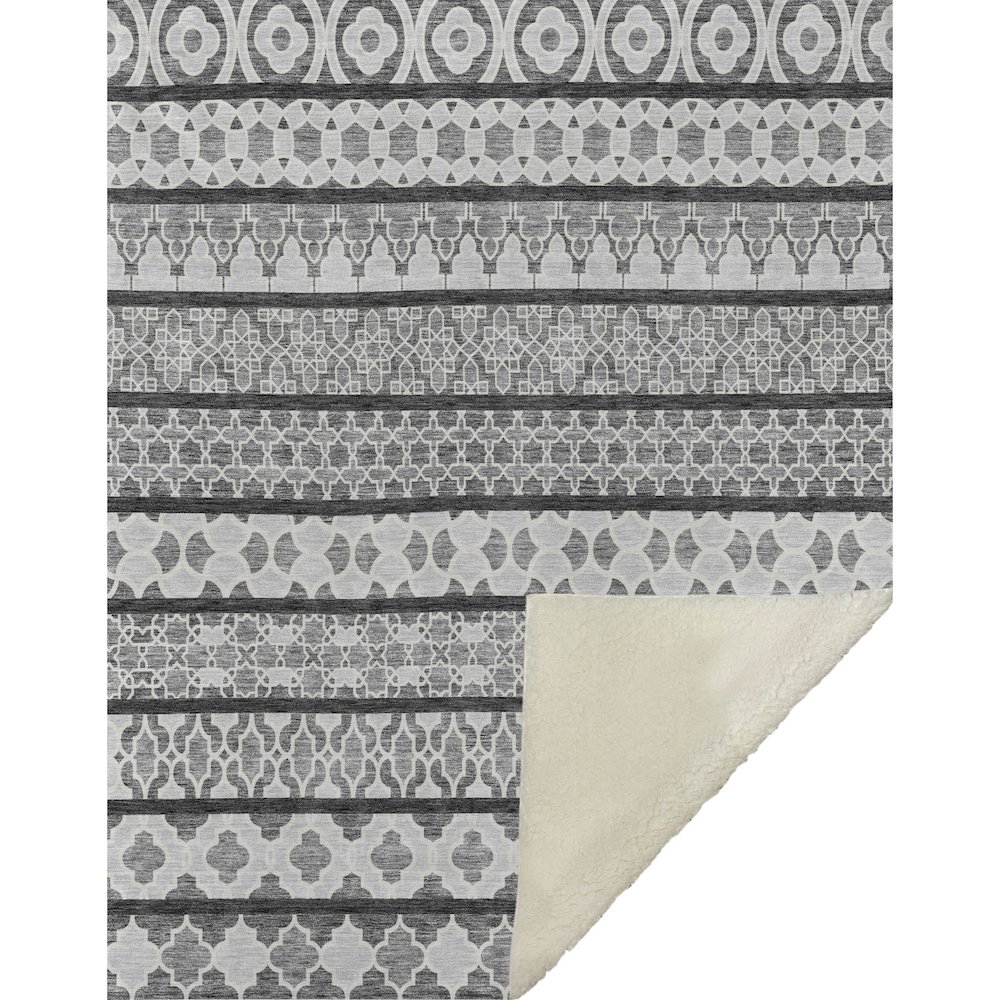 Premium Machine Washable ASB726 Gray 50" x 70" Sherpa Throw Blanket. Picture 1
