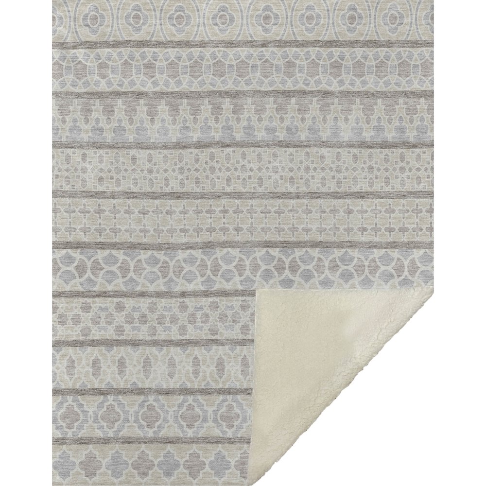 Premium Machine Washable ASB726 Ivory 50" x 70" Sherpa Throw Blanket. Picture 1