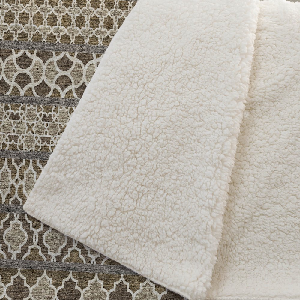 Premium Machine Washable ASB726 Mocha 50" x 70" Sherpa Throw Blanket. Picture 2