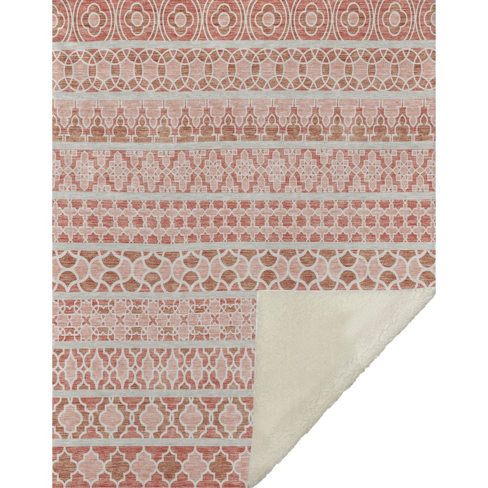 Premium Machine Washable ASB726 Salmon 50" x 70" Sherpa Throw Blanket. Picture 1