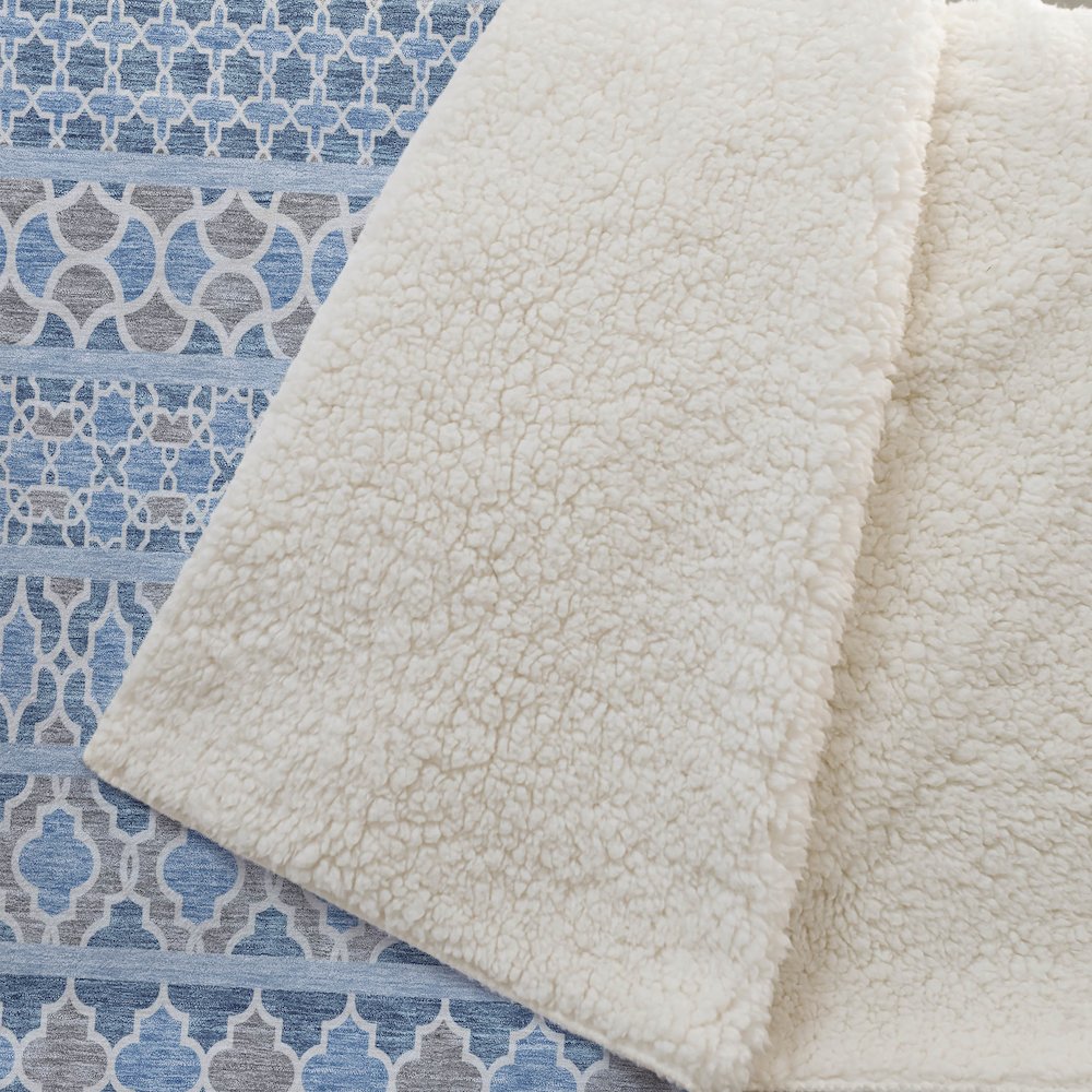 Premium Machine Washable ASB726 Sky 50" x 70" Sherpa Throw Blanket. Picture 2