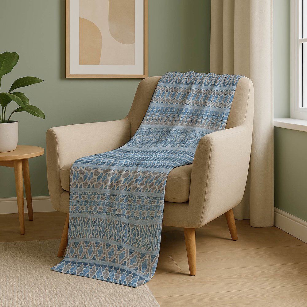 Premium Machine Washable ASB726 Sky 50" x 70" Sherpa Throw Blanket. Picture 5