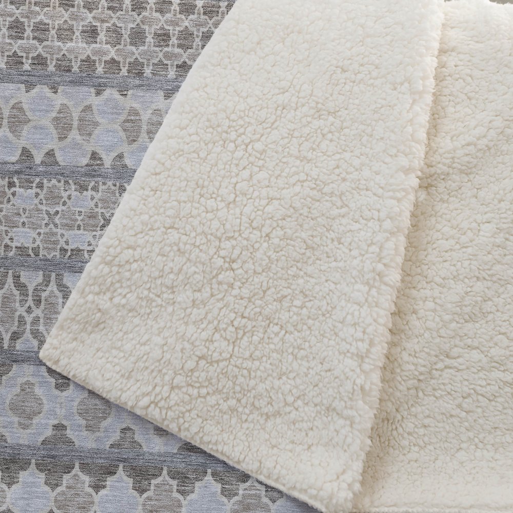 Premium Machine Washable ASB726 Taupe 50" x 70" Sherpa Throw Blanket. Picture 2