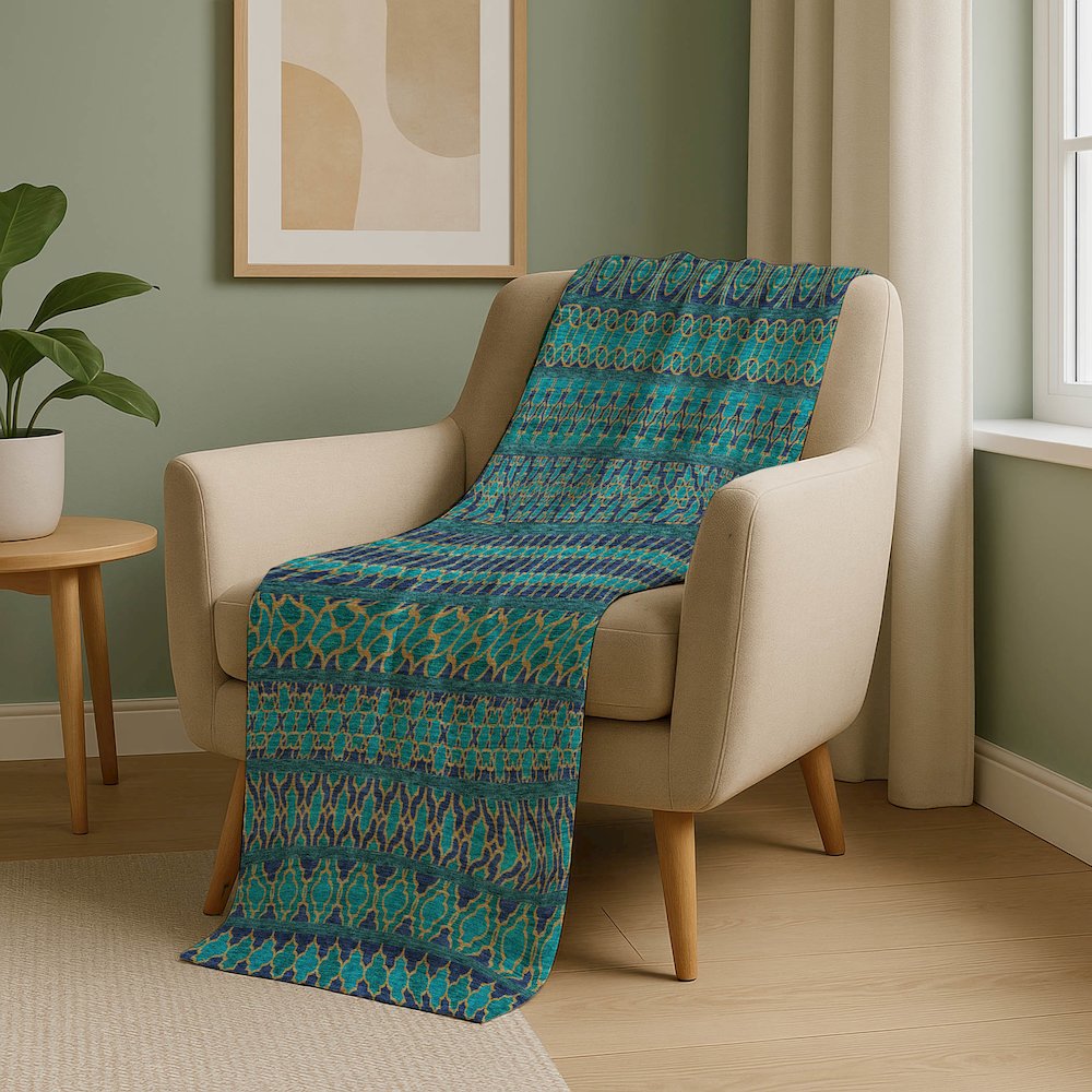 Premium Machine Washable ASB726 Teal 50" x 70" Sherpa Throw Blanket. Picture 5