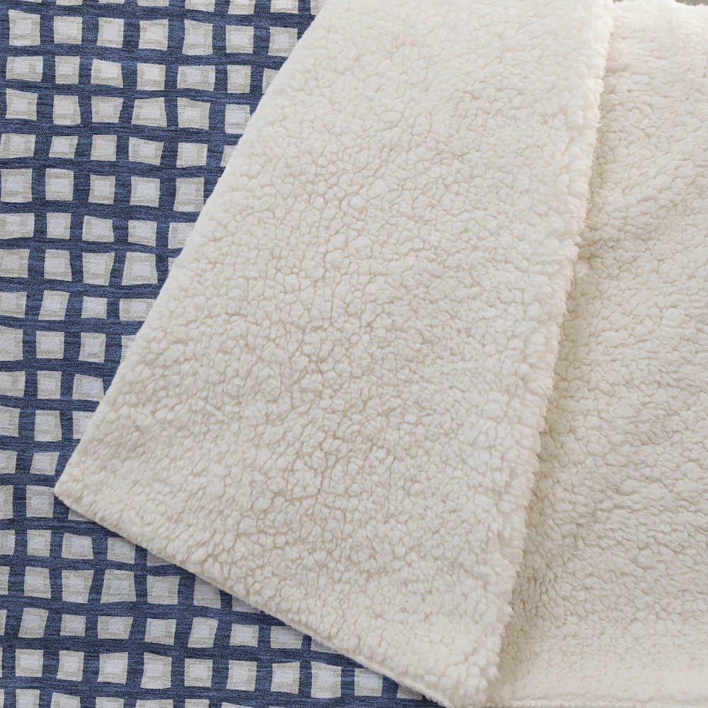 Premium Machine Washable ASB727 Blue 50" x 70" Sherpa Throw Blanket. Picture 2