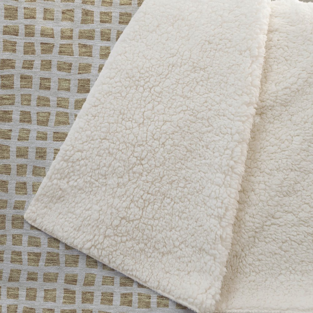 Premium Machine Washable ASB727 Gold 50" x 70" Sherpa Throw Blanket. Picture 2