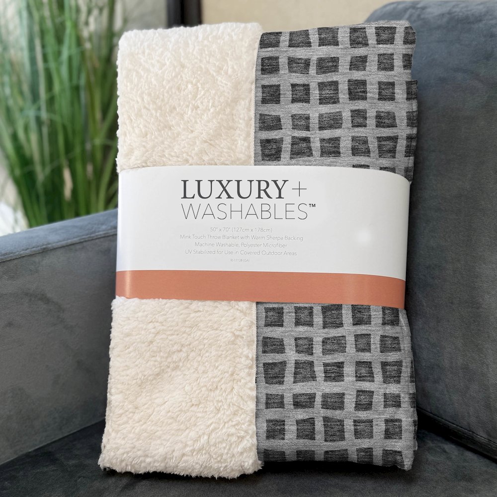 Premium Machine Washable ASB727 Graphite 50" x 70" Sherpa Throw Blanket. Picture 3