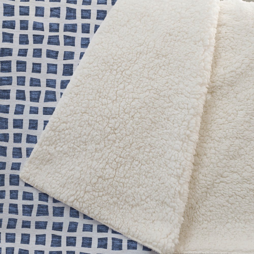 Premium Machine Washable ASB727 Navy 50" x 70" Sherpa Throw Blanket. Picture 2