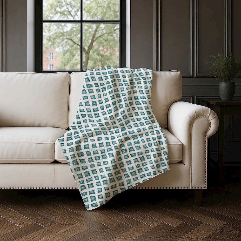 Premium Machine Washable ASB727 Teal 50" x 70" Sherpa Throw Blanket. Picture 4