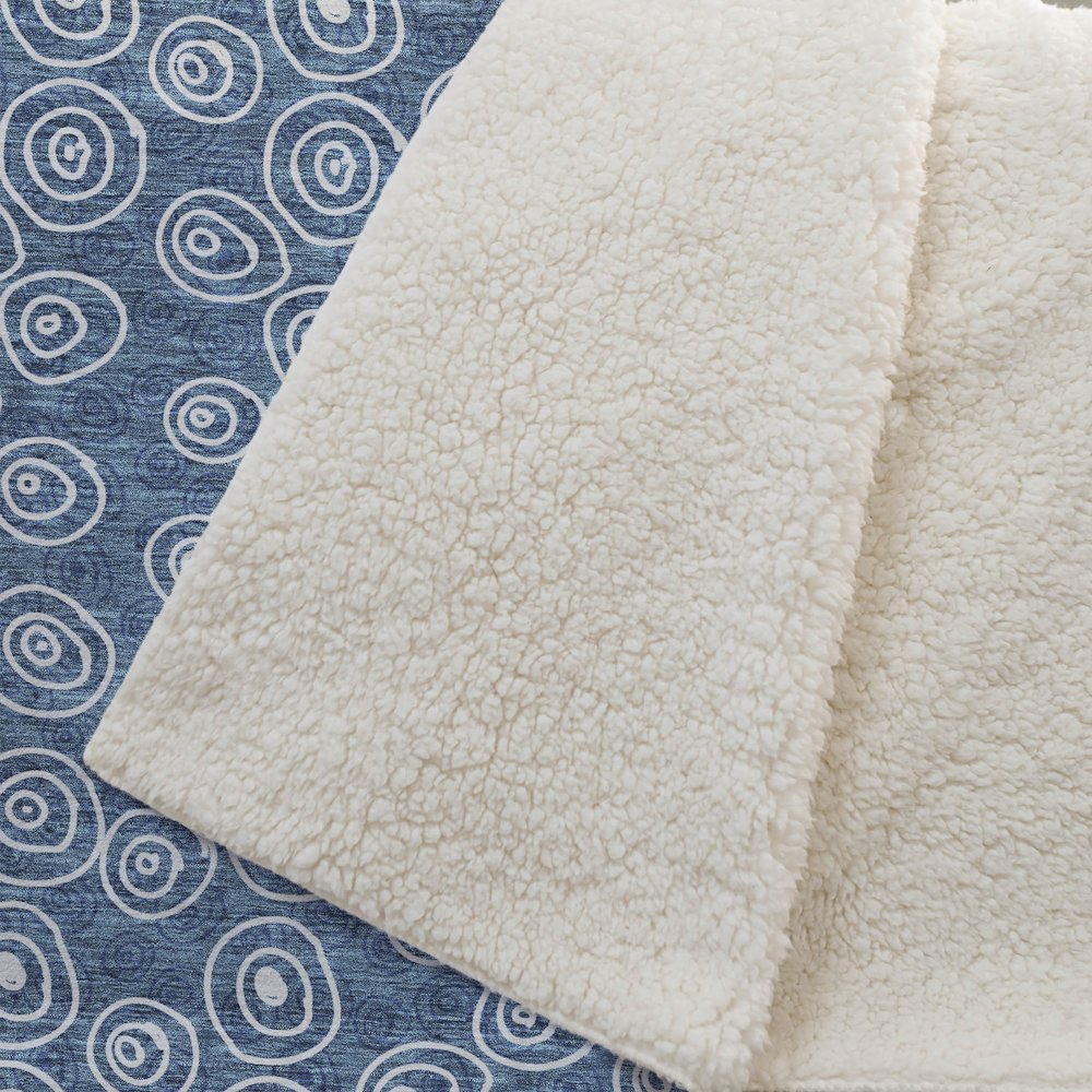 Premium Machine Washable ASB728 Blue 50" x 70" Sherpa Throw Blanket. Picture 2