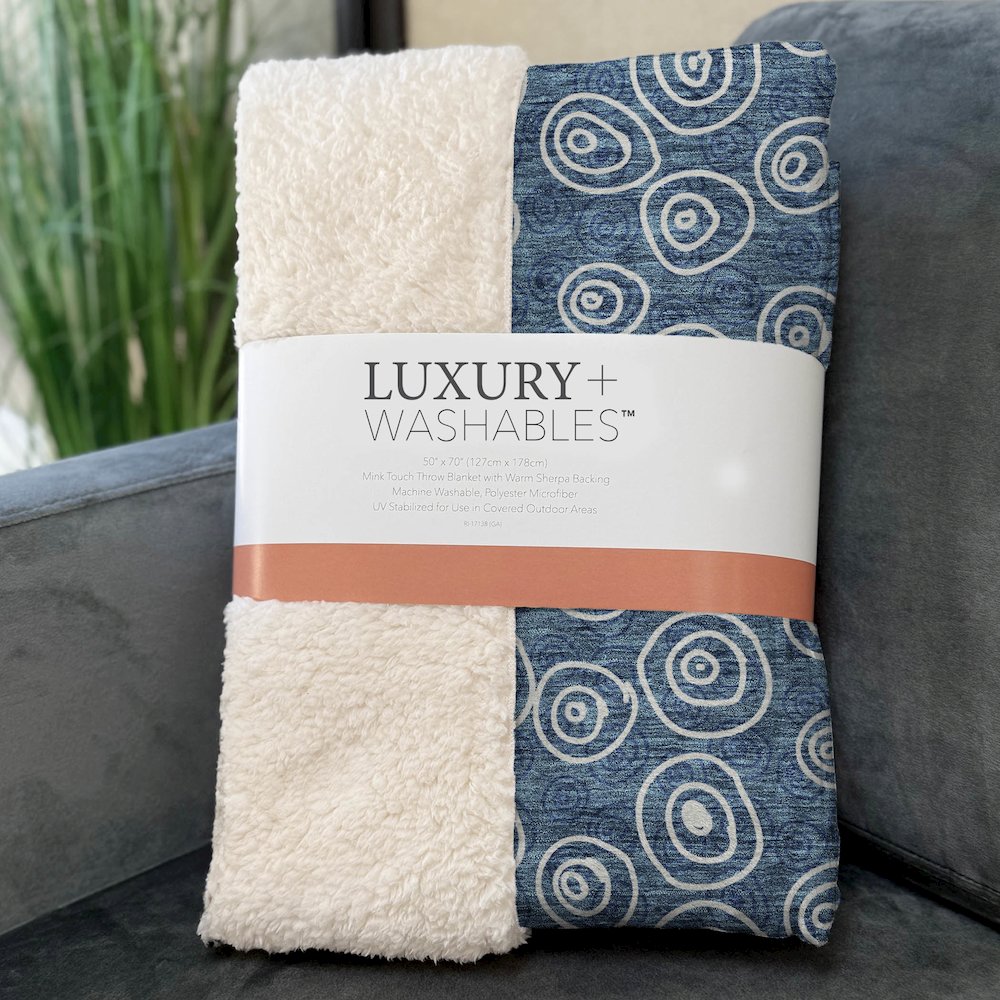 Premium Machine Washable ASB728 Blue 50" x 70" Sherpa Throw Blanket. Picture 3