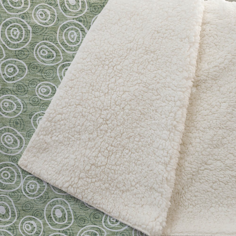 Premium Machine Washable ASB728 Green 50" x 70" Sherpa Throw Blanket. Picture 2