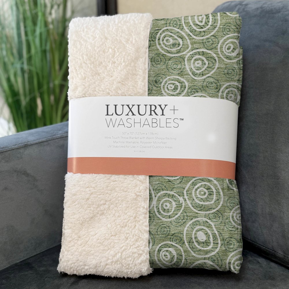 Premium Machine Washable ASB728 Green 50" x 70" Sherpa Throw Blanket. Picture 3