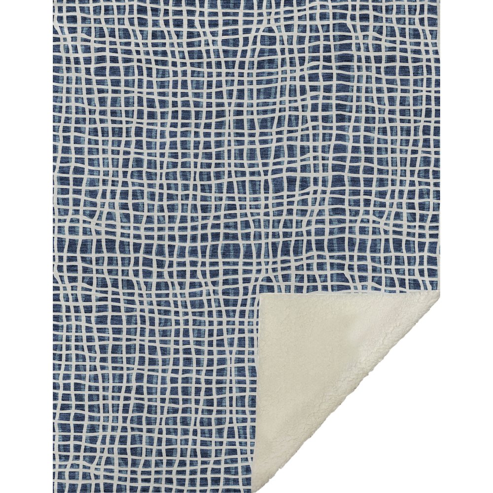 Premium Machine Washable ASB729 Navy 50" x 70" Sherpa Throw Blanket. Picture 1