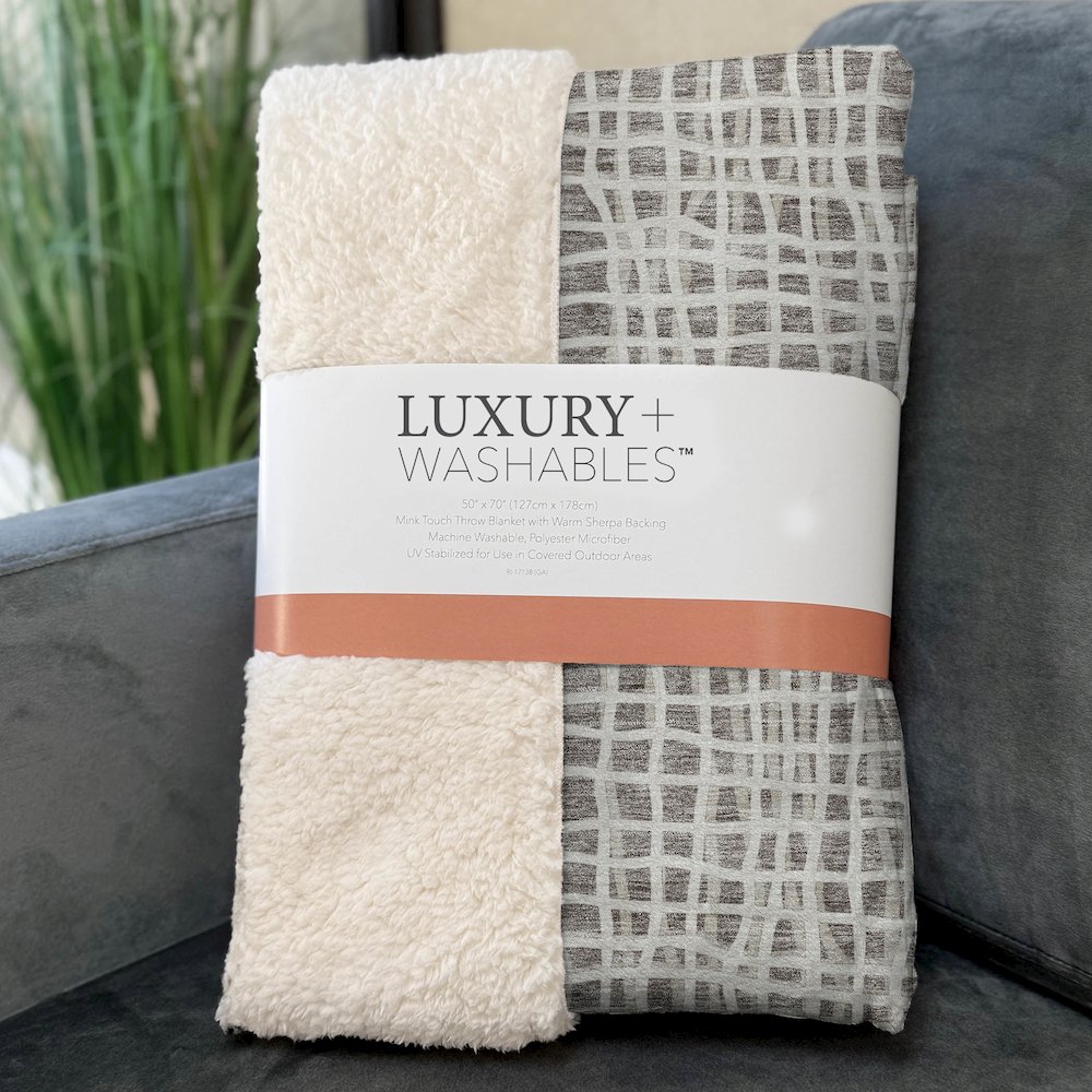 Premium Machine Washable ASB729 Taupe 50" x 70" Sherpa Throw Blanket. Picture 3