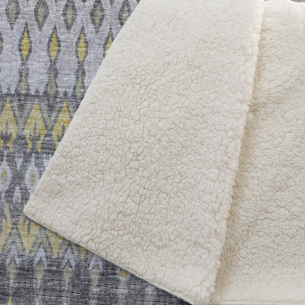 Premium Machine Washable ASB72 Gray 50" x 70" Sherpa Throw Blanket. Picture 2