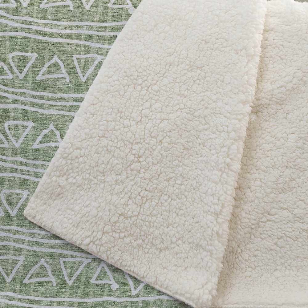 Premium Machine Washable ASB730 Green 50" x 70" Sherpa Throw Blanket. Picture 2