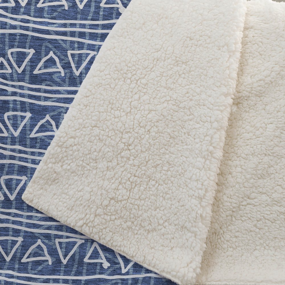 Premium Machine Washable ASB730 Navy 50" x 70" Sherpa Throw Blanket. Picture 2
