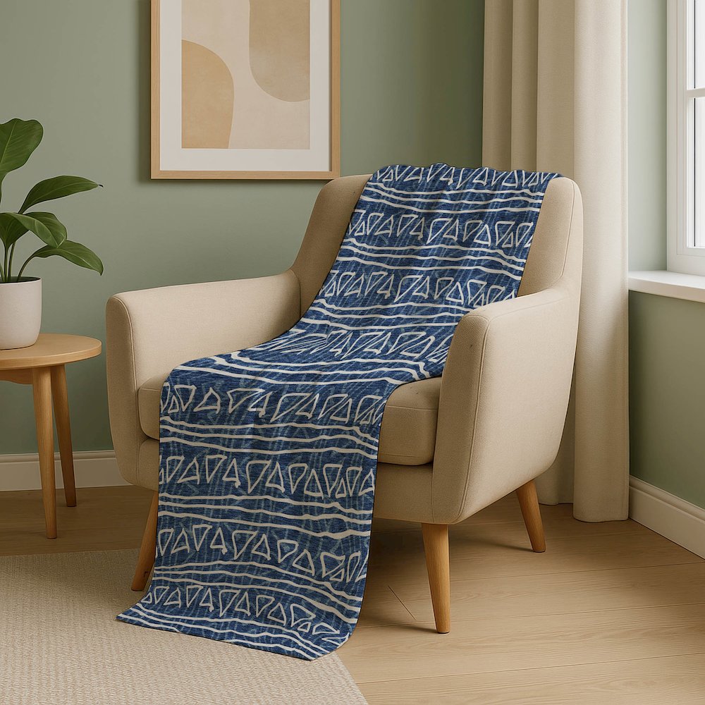 Premium Machine Washable ASB730 Navy 50" x 70" Sherpa Throw Blanket. Picture 5