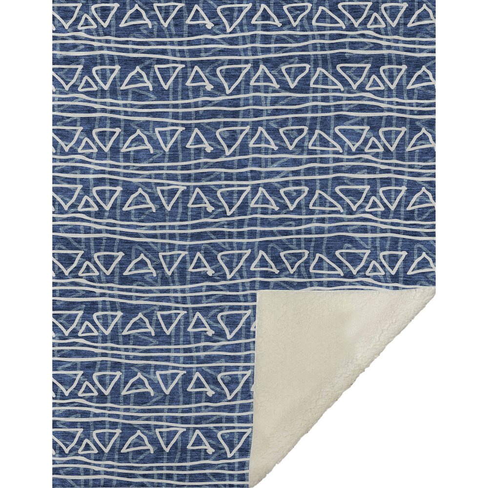 Premium Machine Washable ASB730 Navy 50" x 70" Sherpa Throw Blanket. Picture 1