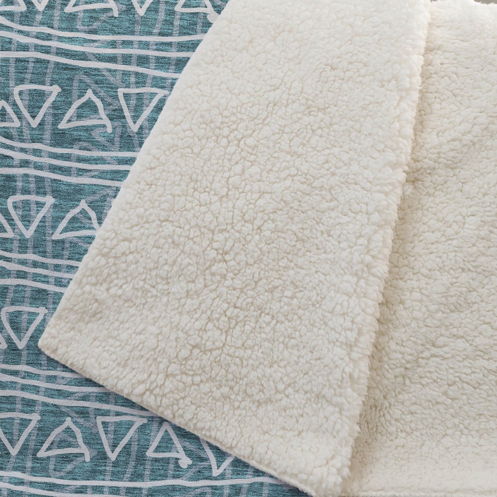 Premium Machine Washable ASB730 Teal 50" x 70" Sherpa Throw Blanket. Picture 2
