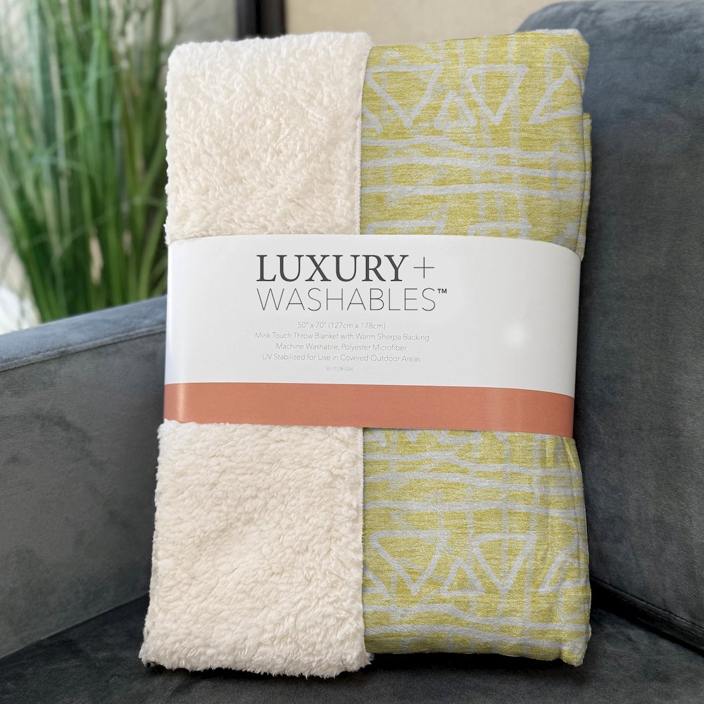 Premium Machine Washable ASB730 Yellow 50" x 70" Sherpa Throw Blanket. Picture 3
