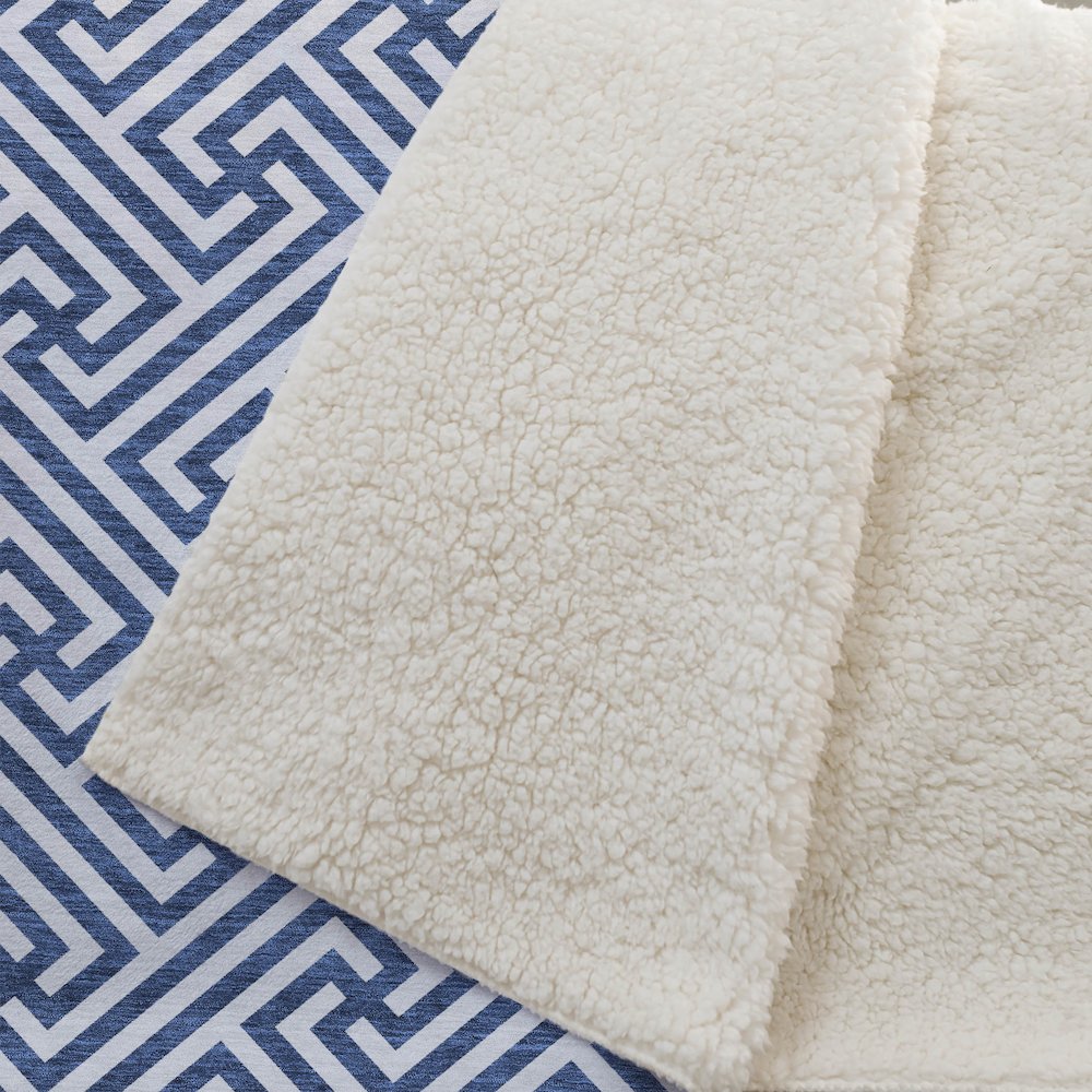 Premium Machine Washable ASB731 Blue 50" x 70" Sherpa Throw Blanket. Picture 2