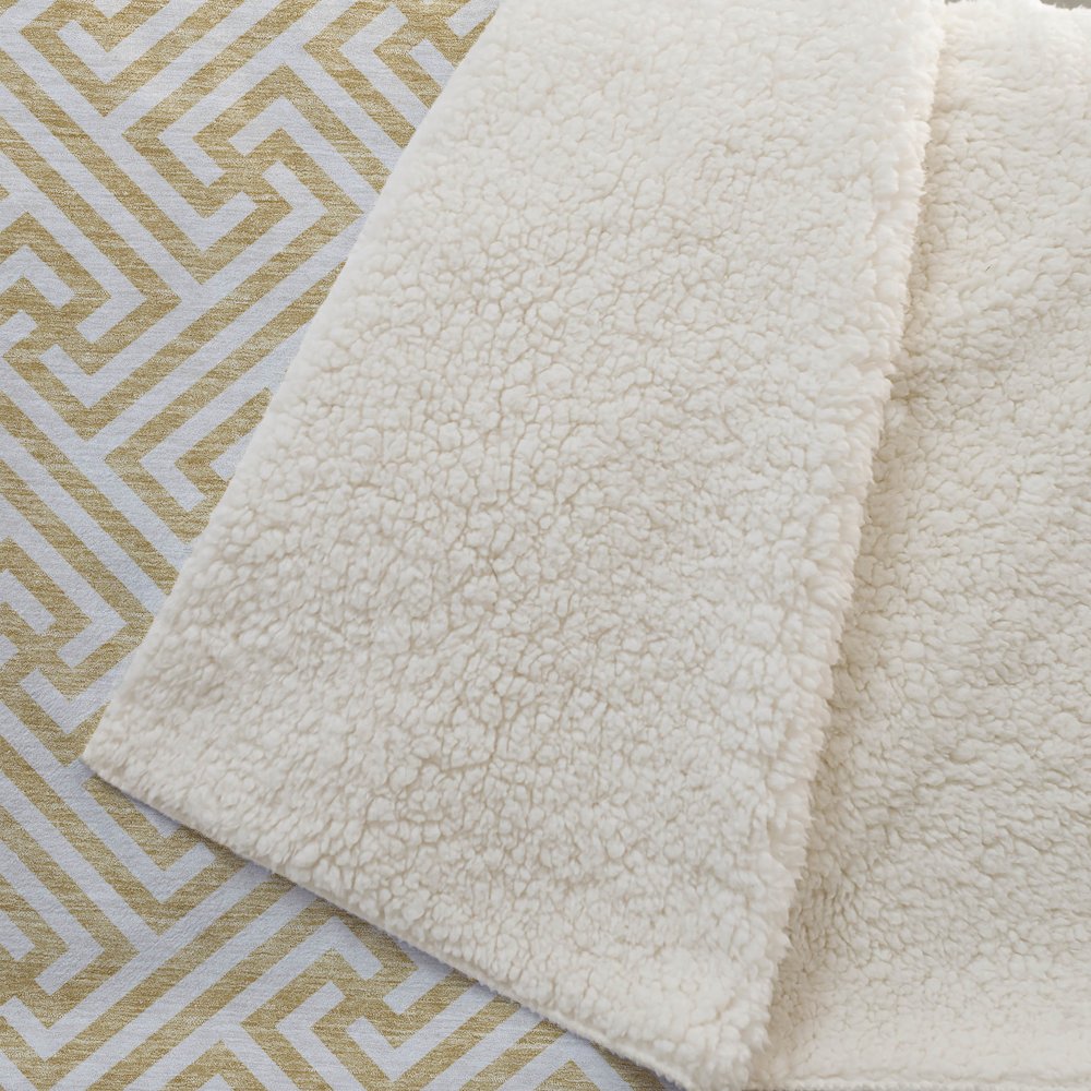 Premium Machine Washable ASB731 Gold 50" x 70" Sherpa Throw Blanket. Picture 2