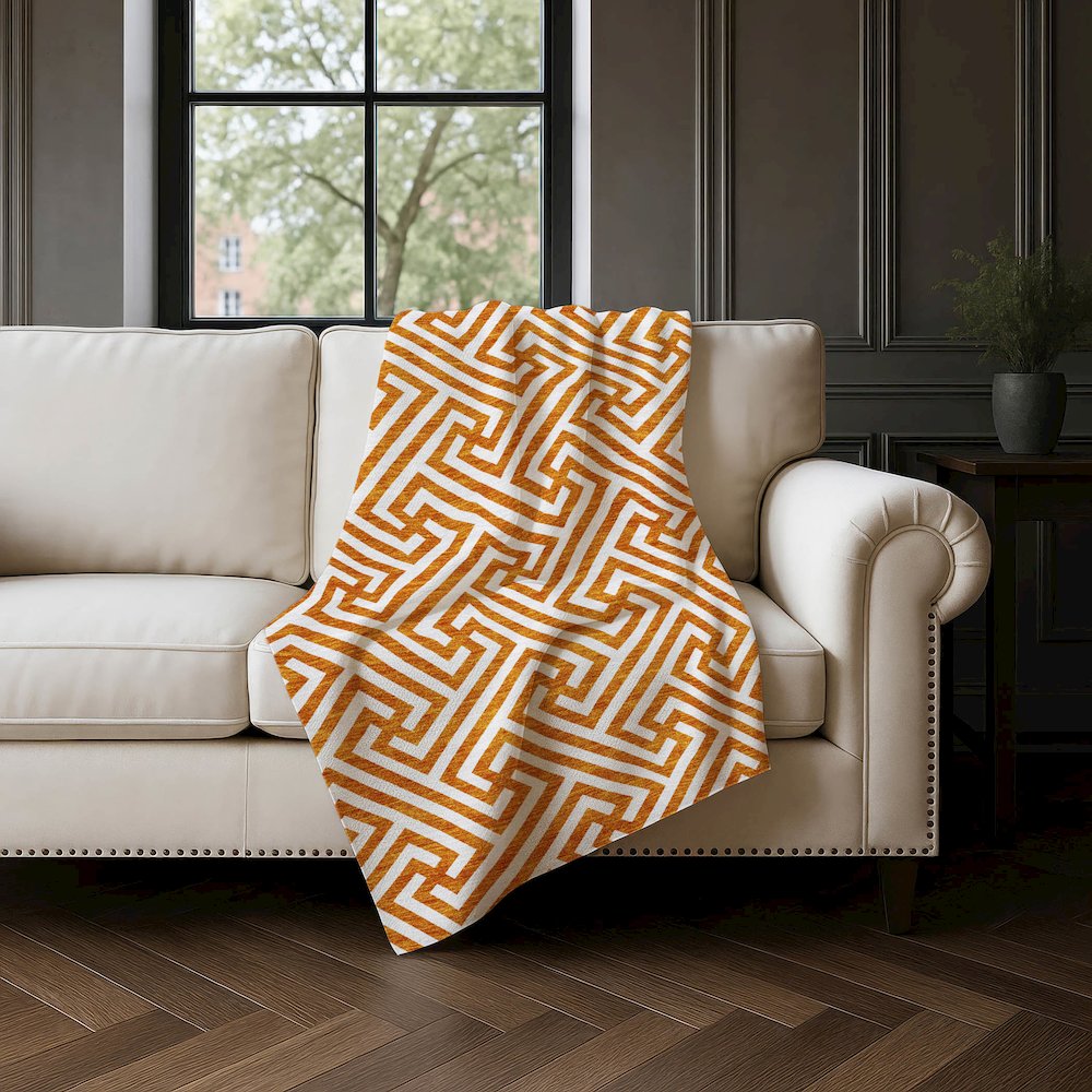 Premium Machine Washable ASB731 Orange 50" x 70" Sherpa Throw Blanket. Picture 4