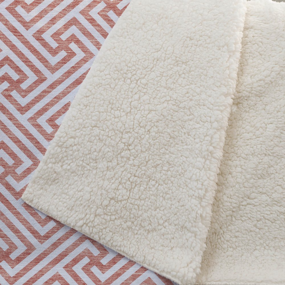 Premium Machine Washable ASB731 Salmon 50" x 70" Sherpa Throw Blanket. Picture 2