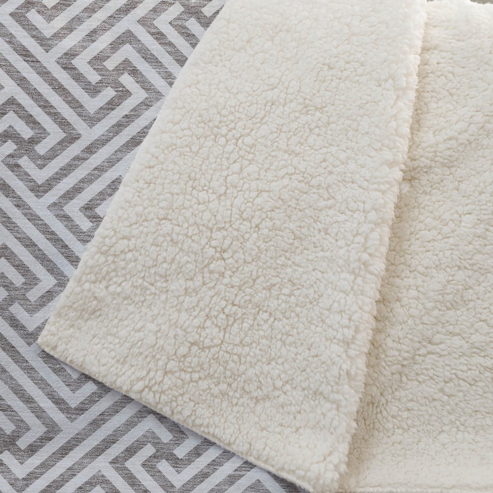 Premium Machine Washable ASB731 Taupe 50" x 70" Sherpa Throw Blanket. Picture 2