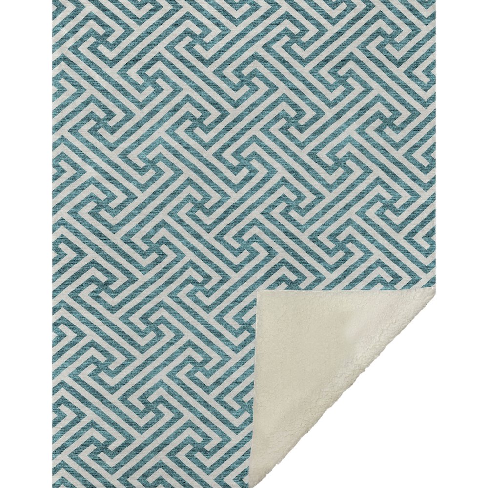 Premium Machine Washable ASB731 Teal 50" x 70" Sherpa Throw Blanket. Picture 1