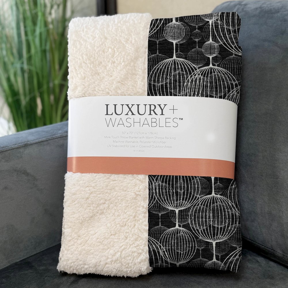 Premium Machine Washable ASB732 Black 50" x 70" Sherpa Throw Blanket. Picture 3