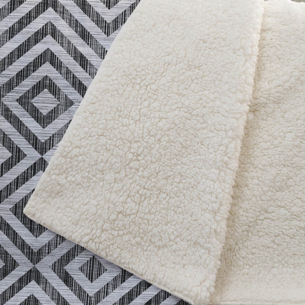 Premium Machine Washable ASB733 Black 50" x 70" Sherpa Throw Blanket. Picture 2