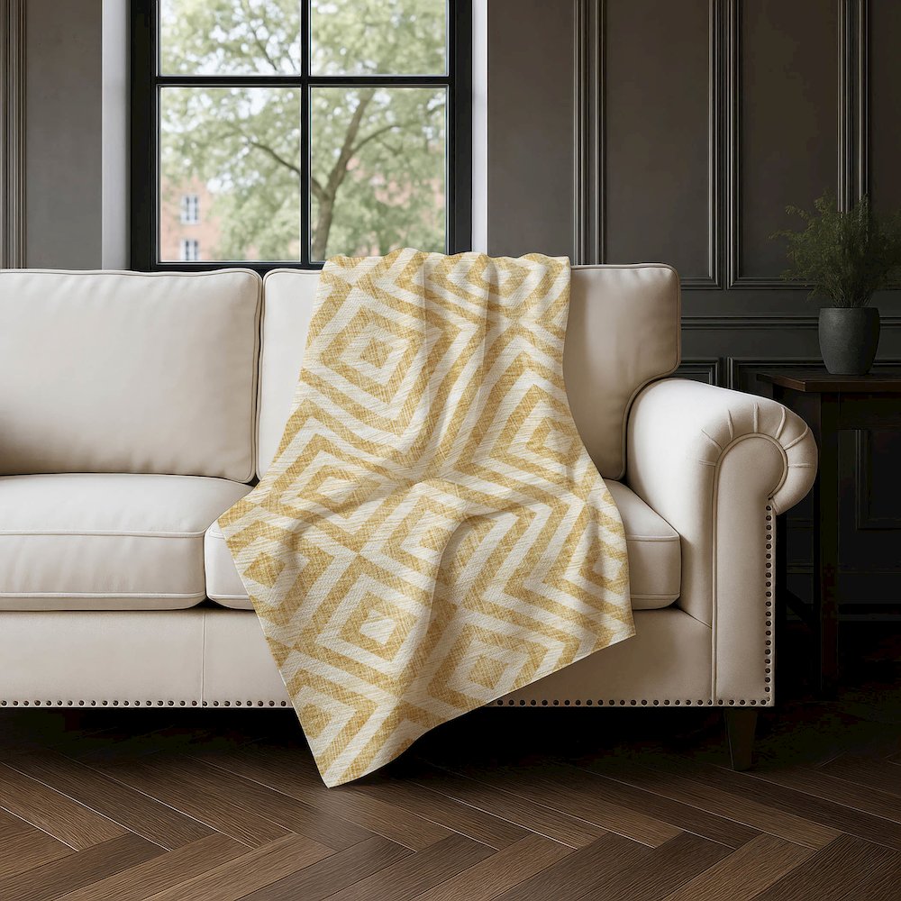 Premium Machine Washable ASB733 Gold 50" x 70" Sherpa Throw Blanket. Picture 4