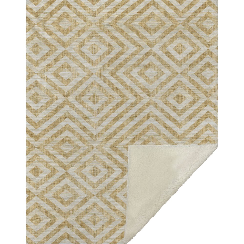 Premium Machine Washable ASB733 Gold 50" x 70" Sherpa Throw Blanket. Picture 1